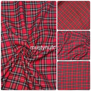 1 mtr red/black tartan,plaid check poly viscose fabric..58” wide (147cm) - Picture 1 of 5