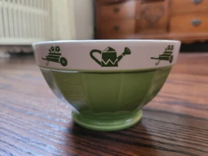 Vintage Saturnia Bowl Italy Garden Tools Green Ribbed Cereal Soup 5½" Flawless - Picture 1 of 5