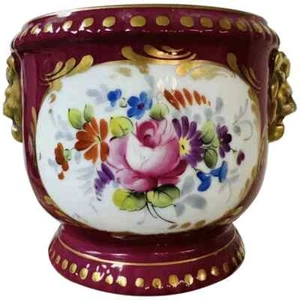 Limoges Porzellan vergoldet Jardineire Cachepot Urne Übertopf 5" - Bild 1 von 12