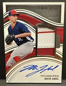2024 Panini Impeccable MICK ABEL RC Jersey Patch AUTO RPA 23/74 Phillies - Picture 1 of 7
