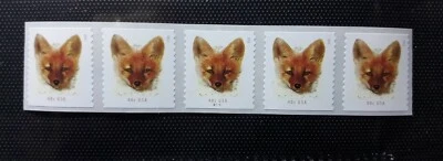 US Scott 5743, 2023 40c, Zorro Rojo, 3K/10K TIRA BOBINA DE 5 Sellos Placa # LEER DES  Foto 1 de 2