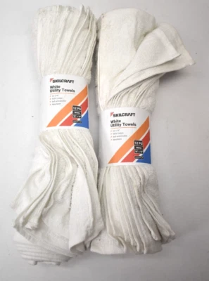 Lot of 24 Skilcraft White Utility Towels 16" x 19" Cotton Machinery Wiping - Image 1 of 4