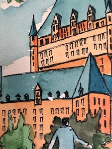 Original art watercolor Joce Artiste Peintre French 1966 Jacques Cartier vintage - Picture 1 of 6