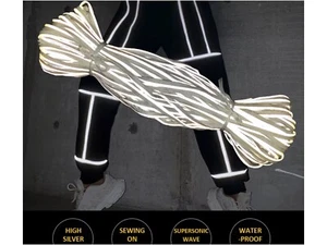 Tubería reflectante plateada de 12 mm - Borde de costura de 3 m para chaquetas, sombreros y bolsos - Imagen 1 de 17