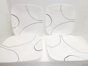 Juego de 4 PLATOS DE ALMUERZO PARA ENSALADA CUADRADA CORELLE EE. UU. Vitrelle boceto simple de 9 - Imagen 1 de 7