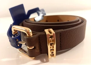 TOMMY HILFIGER - Gürtel Belt Leder schmal braun TH Logo Gr. L 110 cm USA - Picture 1 of 21