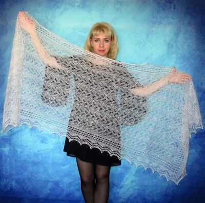 White wool warm scarf,Russian Orenburg shawl,Pashmina,Bridal wrap,Cover up,Cape - Image 1 of 4