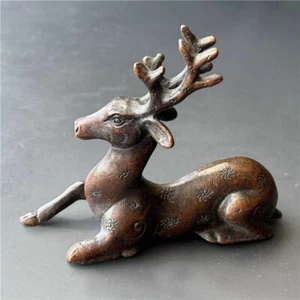 Copperwork Plum Blossom Deer Paperweight Four Treasures of the Study Ornaments - Picture 1 of 9