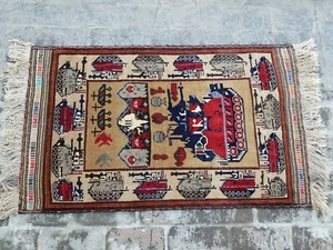War Rug Handmade Afghan War art Rug Shindand war rug 135x82 cm - Picture 1 of 12