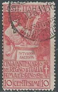 1911 REGNO USATO UNITA D'ITALIA 10 CENT - RB17-6 - Picture 1 of 1
