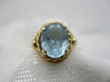 VINTAGE ESTATE JEWELRY SOLID 14K YELLOW GOLD AQUAMARINE RING SIZE 6 3/4