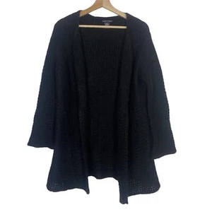 Deane & White Women's Black Mohair Wool Open Front Cardigan Sweater Size M - Picture 1 of 7
