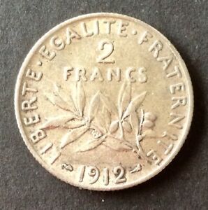 France - Très Jolie monnaie de  2 Francs  Semeuse 1912  (1)