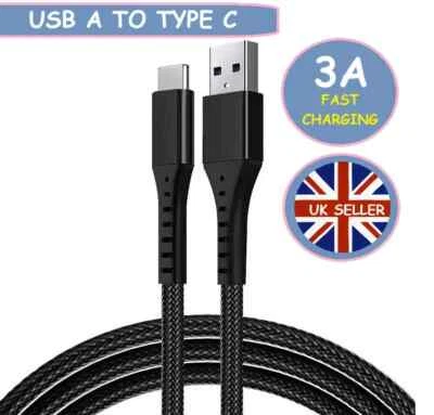 HuuKein 2 PACK USB A to Type C Cable 3A 5v Fast Charger Braided silver 1M/3.3ft - Image 1 of 4