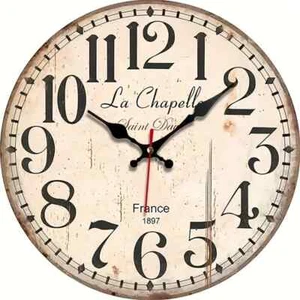 Classic French Inspired La Chapelle - Stressed Black to Cream - 30cm Clock - Picture 1 of 4