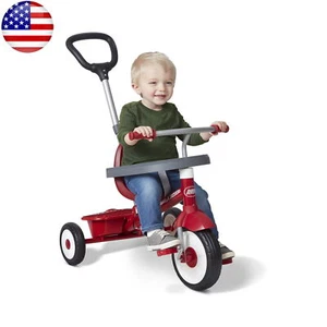 Stroller Trike 3-in-1 Tricycle Grows Learn-to-ride Steering Classic W/Child Red - Picture 1 of 9
