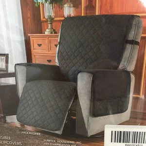 SUBRTEX Recliner Chair Cover Fitted Small Slip Cover Seat BLACK New Quilted - Picture 1 of 3