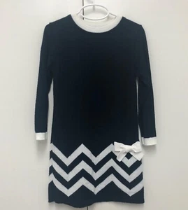 Florence Eiseman Girl's Knit Sweater Dress - Navy w/ White Trim & Bow - Size 6 - Picture 1 of 5