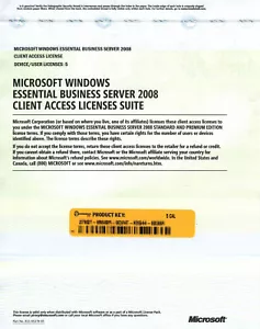 Microsoft Windows Essential Business Server 2008 5 User Device CAL No media - Picture 1 of 1