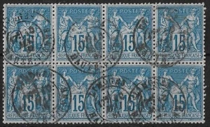 FRANCE - TYPE SAGE BLOC DE 8 N° 90 OBLITERE - Imagen 1 de 2