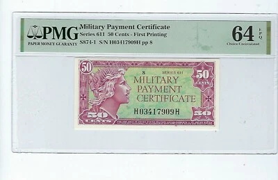 USA 1964, Series 611, Military Payment 50 Cents, , PMG 64 EPQ UNC - Image 1 of 2