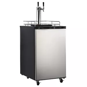 6.1 CF Beer Kegerator Dual Tap Draft Beer Dispenser Full Size Stainless Steel - Picture 1 of 8
