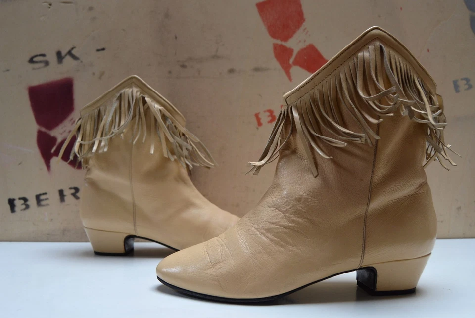 PINO COVERTINI Stiefelette Fransen TRUE VINTAGE ankle boots chimayo stil Stiefel - Bild 1 von 1