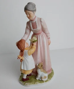 Treasured Memories Porcelain Figurine "For My Grandma" Child w/flowers and Cat - Picture 1 of 10