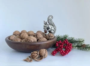 Vintage Nussschale Holz Eichhörnchen Silber  Silver Nut Bowl Squirrel 800 - Bild 1 von 14