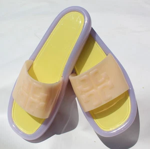 Sandali Tory Burch gel jelly slides 11,5, 12 gialli viola gelatine logo OFFERTA nuovi con etichette - Foto 1 di 13