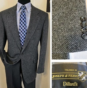 Joseph Feiss 44R Tweed Blazer Hopsack Sport Coat Men Gray Casual Jacket 2 Button - Picture 1 of 15
