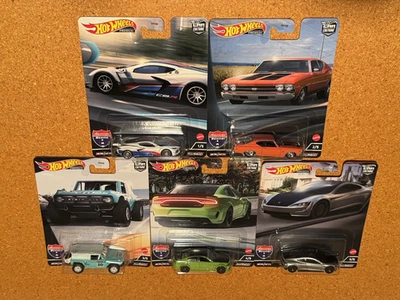 Hot Wheels 2022 Car Culture American Scene Premium Set 5 Corvette Tesla Hellcat Foto 1 de 4