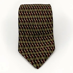 Cravatta Carlos Devenezia bordeaux rosso oro bianco seta maglie geometriche - Foto 1 di 3