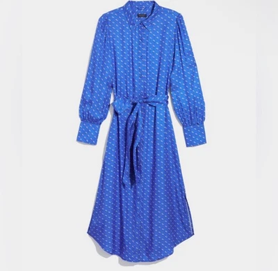 vineyard vines Long Sleeve Silk Blend Twill Midi Shirtdress in Diamond XS - Image 1 of 4