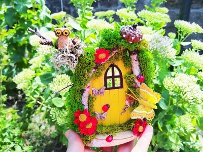 Puerta de hadas amarilla, puerta de jardín de hadas, puerta en miniatura, casa de hadas, idea de regalo Foto 1 de 4