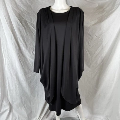 Vestido midi Roamans negro drapeado hombro etiqueta talla B6 años 80 90 vintage gótico Foto 1 de 4