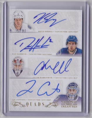 2013-14 NATIONAL TREASURES QUADS 31/50 K.BIEKSA/D.HAMHUIS/J.MARKSTROM/J.CANNATA - Image 1 of 2