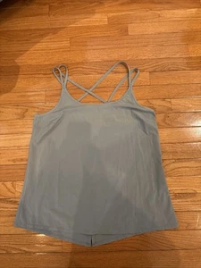 Athleta Strappy Tank Top Women Med Gray Criss Cross Preowned - Picture 1 of 8