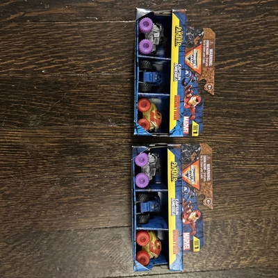 2024 Marvel Monster Jam MINI 3 Pack Serie 1 Pantera Capitán América Iron Man Foto 1 de 3