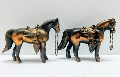 Set of 2 Horse Carnival Prizes Cast Metal Horse Figurine Bronze Copper Pony Fair - Image 1 of 4