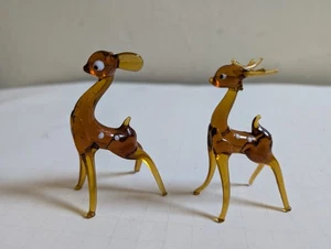 Figuras miniatura de colección ámbar soplado a mano arte vidrio ciervo ciervo buck LEER - Imagen 1 de 21