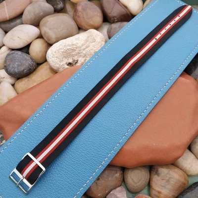 Винтажный 18 мм в полоску Perlon двусторонний неиспользованный новый из старых запасов неиспользованный классический ремешок для часов - Изображение 1 из 4