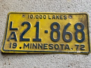Minnesota Vintage 1972 License Plate - Picture 1 of 2