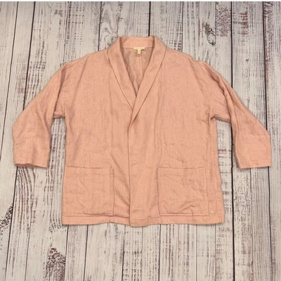 Eileen Fisher Organic Linen Jacket Women’s XL Pink Open Front Kimono Cardigan EF - Image 1 of 4