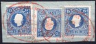 Österreich Kleines Briefstück mit 3x Mi.-Nr.15II Wien Recommandiert 19/6 1869