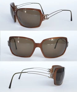 Vintage CHANEL Sonnenbrille CC Metal Logo 5037 y2k Burgundy Braun - Bild 1 von 10