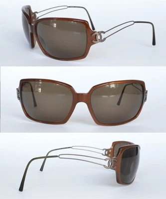 Vintage CHANEL Sunglasses CC Metal Logo 5037 y2k Burgundy Brown - Image 1 of 4