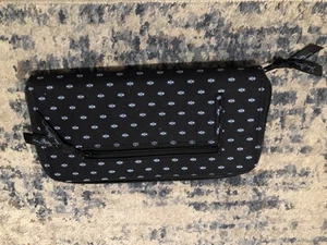 Vera Bradley großer Reißverschluss Reise Organizer Geldbörse Kalbsleder - Alpin Schwarz & Blau - Bild 1 von 4