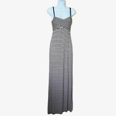 Max Studio Maxi Dress Sleeveless Bodycon Striped Black & White Stretch EUC Sz S - Image 1 of 4