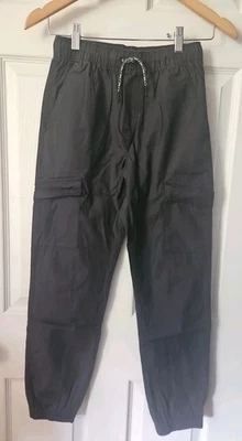 NWT HANNA ANDERSSON SOFT BLACK POPLIN CARGO JOGGERS PANTS 150 12  $50 - Image 1 of 4